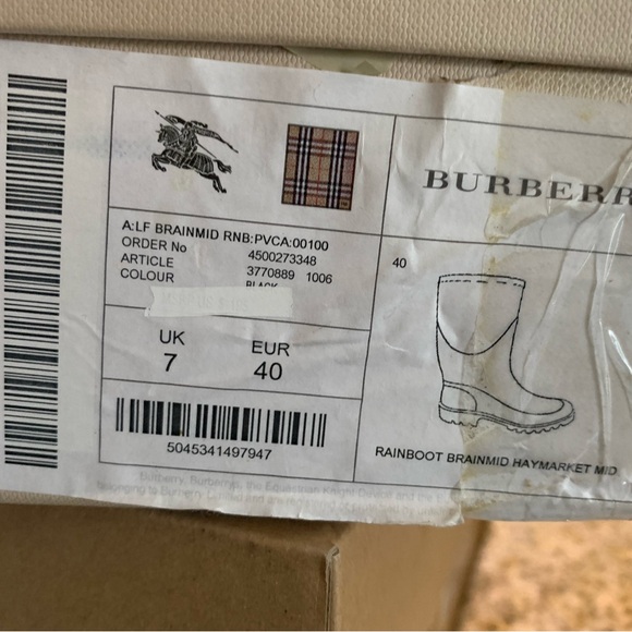 Burberry Beige and Black Plaid Rain Boots - Picture 10 of 10